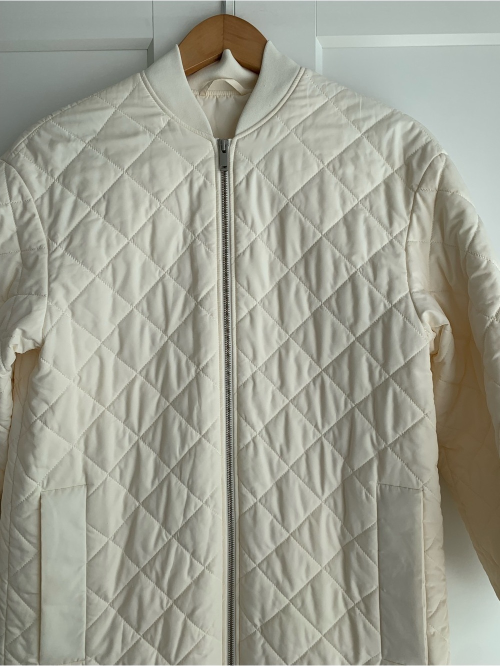 COS Longline Quilted Coat in white Women's size 2 - Picture 6 of 13